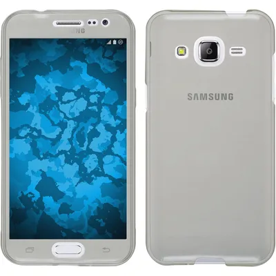 Produktbild von PhoneNatic Case kompatibel mit Samsung Galaxy J2 (2015) - grau Silikon Hülle 360° Fullbody + 2 Schutzfolien