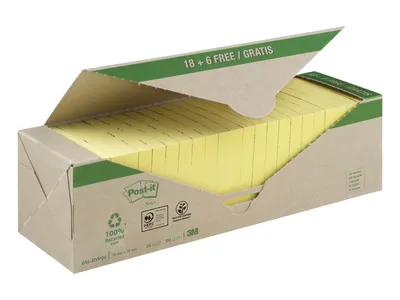 Produktbild von Post-it Haftnotiz Recycling Notes 654-RYP24 76 x 76 mm ge 24St