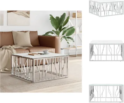 Produktbild von vidaXL Couchtisch Silbern 80x80x40 cm Edelstahl und Glas -  Couchtische
