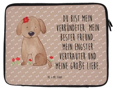 Produktbild von Mr. & Mrs. Panda Laptop Tasche Hund Dame 33 x 42 cm - Hundeglück - Geschenk, Hunde, Sprüche, Hülle, Liebenswert, Laptoptasche, Laptophülle, Liebe, Verliebt, Sleeve