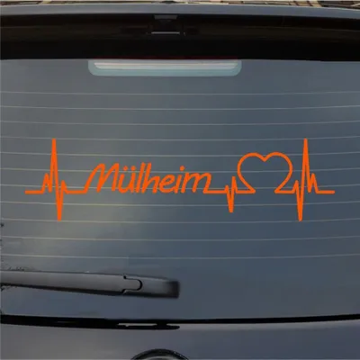 Produktbild von Heckscheibenaufkleber Mülheim Herzschlag Puls Stadt Liebe 55x15 cm Orange Auto Aufkleber Sticker