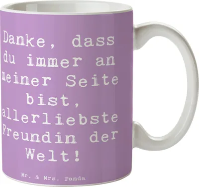 Produktbild von Mr. & Mrs. Panda Kaffeebecher Spruch Beste Freundin - Lavendeltraum - Geschenk, Danke sagen, Herz, Bedruckte Tasse, Kaffeetasse, Bedanken, Aufmerksamkeit, Trinkbecher