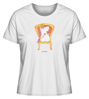 Produktbild von Mr. & Mrs. Panda Oberteil Damen Einhorn Prinzessin Größe L - Weiß - Geschenk, T-Shirt, Geburtstagsgeschenk, Basic Shirt, Unicorn, Sommershirt, Monat, Geburtstag