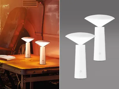 Produktbild von 2er SET wetterfeste Outdoor Akku Tischlampen Weiß ohne Kabel - aufladbar mit USB