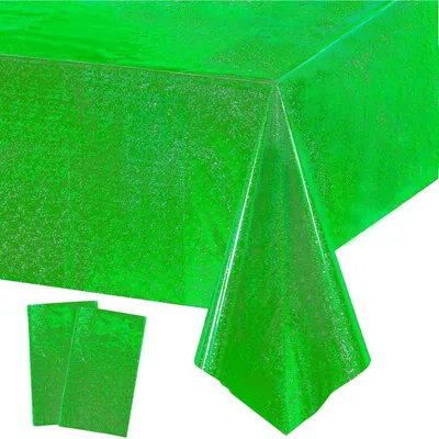 Produktbild von Party Tischdecke Grün Glitzer 2 Stück 137x274 cm Folie Einweg Deko