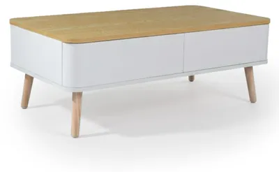 Image de MENZZO Table basse scandinave Bergen Blanc et Bois