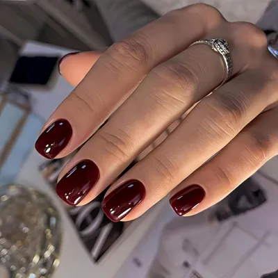 Produktbild von Press on Nails Kurz mit Kleber, Weinrot, Eckig, Künstliche Nägel Set, 24 Stück