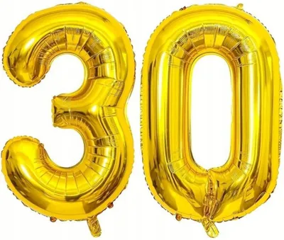 Zdjęcie produktu dla Balony Na 30 Urodziny Złote Foliowe Cyfry Duże 92 Cm Zestaw Dekoracji Party