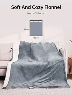 Image de Ensemble de couverture électrique en laine - 6 niveaux de température et interrupteur de sécurité
