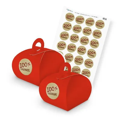 Produktbild von itenga SET 100% Handmade (Motiv 12) 24x Geschenkschachtel mit Griff rot + Sticke