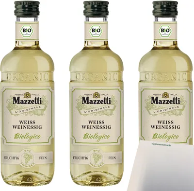 Produktbild von Mazzetti Weissweinessig fruchtig fein 3er Pack (3x500ml Flasche) + usy Block