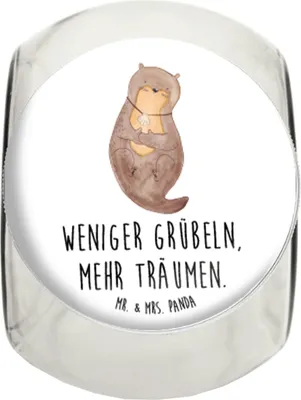 Produktbild von Mr. & Mrs. Panda Kaffeedose Otter Muschel XL 2000ml - Weiß - Geschenk, Motivation, Aufbewahrungsdose, glasbehälter, Träumen, Positiv, Seeotter, Tagträumen, Bonboniere
