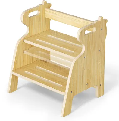Kinder-Trittpodest, 2 Stufen, verstellbar, Holz, Anti-Rutsch