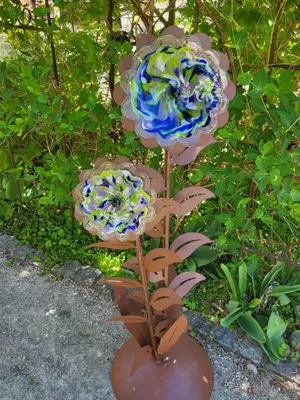Produktbild von Edelrost Glasblume Zoe, blau