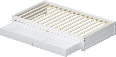 Produktbild von Bettgestell mit 2 Schubladen und Lattenrost Bettkasten Kinderbett Massivholzbett Gästebett Modernes Einzelbett aus Holz 90X200cm Weiß