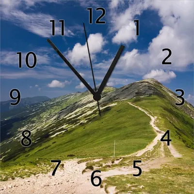 Produktbild von Wallario Design Wanduhr Alpenluft aus Echtglas, Größe 30 x 30 cm