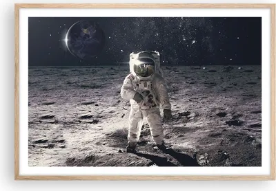 Produktbild von Gerahmtes Poster - Rahmen in heller Eiche - Mond Erde Astronaut - 91,5x61 cm - Wand Bild - Wanddeko - Wandbilder - Kunstposter - Wandposter - Bilderrahmen - Bilder - Kunstdruck - P2NAA91x61-4882