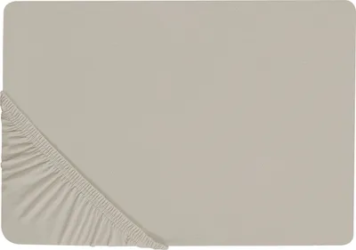 Produktbild von BELIANI Spannbettlaken Taupe Baumwolle 90 x 200 cm mit Hohem Steg Gummizug Steghöhe 30 cm Modern für Matratze Schlafzimmer Ausstattung Zubehör