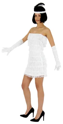 Produktbild von 20er Jahre Damen Kleid Charleston Kostüm weiß, Größe:XXL