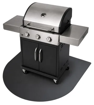 Obrázok produktu pre Podložka pod gril – 100 x 100 cm – kovová – čierna – ohnivzdorná podložka na ochranu podlahy – tepelná ochranná podložka – vonkajšie použitie – terasa – príslušenstvo na grilovanie