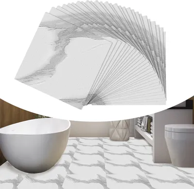 Obrázek produktu pro LARS360 27 kusů Samolepicí vinylová podlaha 30 x 30 cm, voděodolná PVC podlaha s 3D strukturou dřeva, cca 2,5 m² - mramorový vzhled, béžová barva