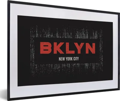 Produktbild von MuchoWow® MuchoWow® Gerahmtes Poster New York - Brooklyn - Schwarz 60x40 cm - Poster mit zchwarzem Bilderrahmen - Schlafzimmer - Plakat in Rahmen - Drucken