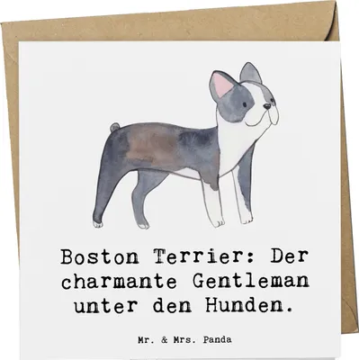 Produktbild von Mr. & Mrs. Panda Glückwunschkarte Boston Terrier Gentleman - Weiß - Geschenk, Hundezitate, faltkarte, Hunderassen, Hundespruch, doppelkarte, Klappkarte, Hundeliebhaber