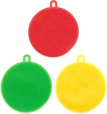 Zdjęcie produktu dla Komplet 3 Silikonowych Myjek Średnica 11 cm