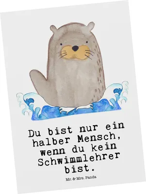 Produktbild von Mr. & Mrs. Panda Postkarte Schwimmlehrer Herz - Weiß - Geschenk, Grußkarte, Spruch, Lustig, Beruf, Schwimmbad, Ansichtskarte, Postkarten, Witzig, einzelkarte