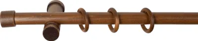 Produktbild von SN Deco - Stilgarnitur Gardinenstange Vorhangstange Cafiro, Holz, moderner Träger, 28 mm, 1-Lauf, Komplettset mit Ringen, Farbe Walnuss, 240 cm (2x120 cm)