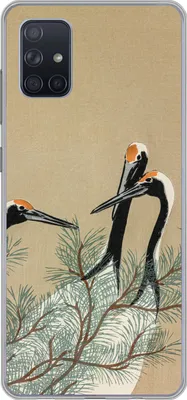 Produktbild von MuchoWow® Handyhülle Schutzhülle Hülle für Telefoonhoesje Samsung Galaxy A71 Blätter - Kranich - Tiere - Skandinavisch - Japan Silikon Softcase Handy Hülle - Kartenbesitzer