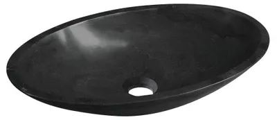 Produktbild von Sapho BLOK Stein-Waschbecken zum Aufsetzen, 60x35cm, schwarz Marquin matt