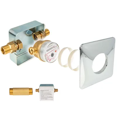 Produktbild von Unterputz Einstrahlzähler System ETK Komplett-SET, Warmwasser, Länge 80 mm, Einbaukasten 3/4 Zoll AG