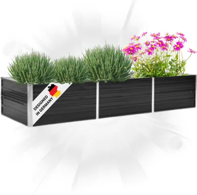 Produktbild von DELUKE® Hochbeet für Garten OSKAR Anthrazit | 240x80x45cm | Verzinkter Stahl | Wetterfest | Gartenbeet Kräuterbeet Blumenbeet Beet hoch Frühbeet für Garten Gemüsebeet