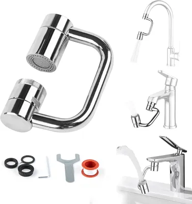 Immagine prodotto di ° Bocchetta per rubinetto orientabile - Estensione per rubinetto con 2 modalità di spruzzo - Regolatore di flusso multifunzione