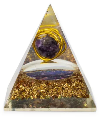 Imagen del producto de Med Organite Pirámides 7x6 cm - Amatista envuelta - Virutas de cobre