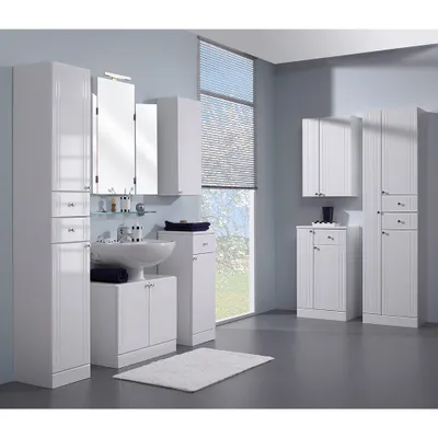 Produktbild von Badezimmer Komplett Set in weiß mit weiß Hochglanz NEMI-66