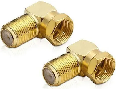 Produktbild von 90-Grad-Winkeladapter (F-Stecker auf F-Buchse) vergoldet (2 Stück)