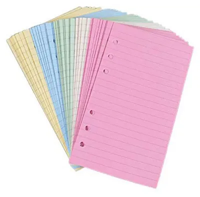 Image de Papier de recharge A6, coloré, ligné, 50 feuilles, format compatible avec les classeurs à 6 anneaux, feuilles volantes