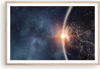 Produktbild von Gerahmtes Poster - Rahmen in heller Eiche - Kosmos Erde Sonne - 91,5x61 cm - Wand Bild - Wanddeko - Wandbilder - Wandposter - Bilderrahmen - Bilder - Kunstdruck - Wandbild - P2NAA91x61-4343