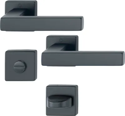 Produktbild von Hoppe Drückergarnitur Austin 2x Türklinke auf Rosette WC, TS 37-42 mm, Alu schwarz