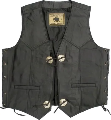 Produktbild von Lederweste Running Bear Biker Kutte Echtleder - hochwertig Herren Weste 4XL - 62/64