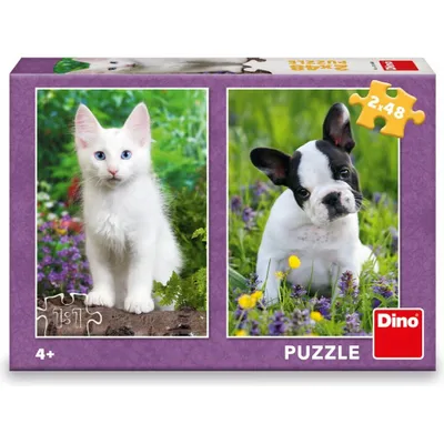 Produktbild von DINO Puzzle Bulldogge und Kätzchen 2x48 Teile