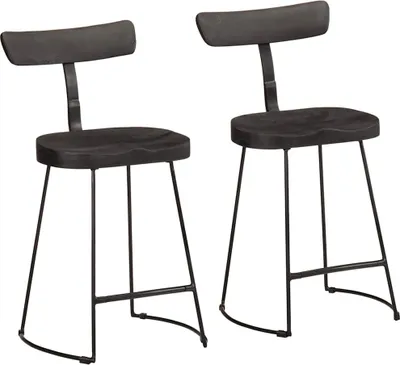 Produktbild von Barhocker 2 Stk. Schwarz 49x43x79 cm Mango Massivholz