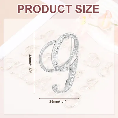 Produktbild von Brief Brosche Pins, Buchstaben G Strass Perle Broschen Set Metall Kristall Alphabet A-Z Reversnadel fš¹r Damen Schmuck Geschenk Anzug Kleidung Hut Kleid Mantel Handwerk, Silberton
