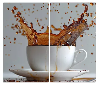 Produktbild von Spritzschutz Herdabdeckplatte Schneidebrett aus Glas Kaffeeexplosion 2-Teilig (60x52cm)