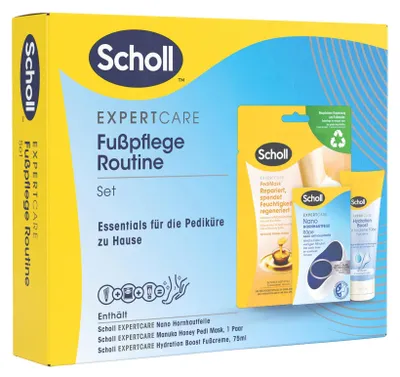 Zdjęcie produktu dla Zestaw do pielęgnacji stóp Scholl – Maseczki do stóp z miodem Manuka, pilnik do stóp ExpertCare