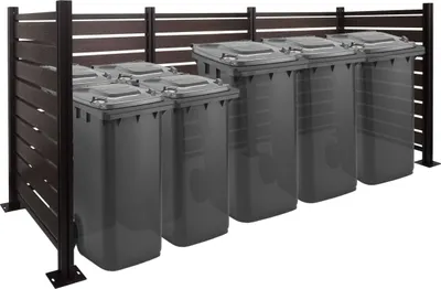 Image de Alu clôtures pour poubelles HWC-K57, habillage pour poubelles, aspect bois extensible 130x300x110cm ~ anthracite