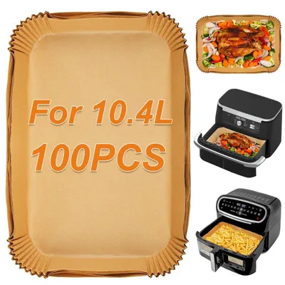 Produktbild von Airfryer Backpapier 100 Stück für Ninja Foodi Flex Drawer Dual Zone 10,4L, Cecotec Dual 9000 9L