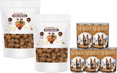 Produktbild von Look4dog CARE | Super Combo - 2x1kg Rind + 5x400g Nassfutter - Hochwertige Ernährung - Für gesunde Hunde